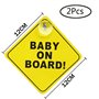 2 pièces Panneaux d'avertissement de Voiture pour Bébé à Bord Double Ventouse Autocollant Bébé Dans La