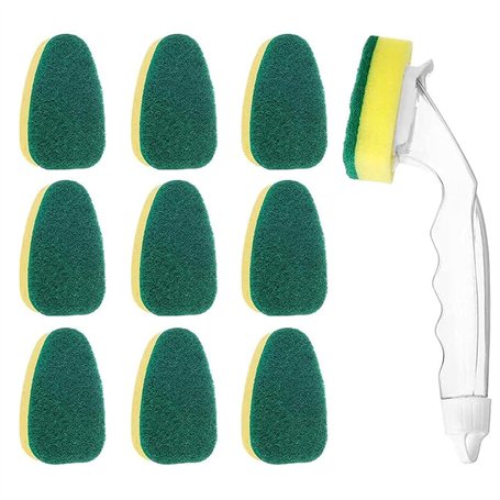 JOYOLA 10 pièces Éponge de Baguette Têtes de Rechange de Recharge Savon Éponge Baguette Comprend 1 Tige de Lave-Vaisselle et 9 t