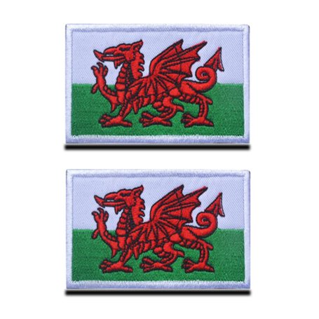 2 Pièces Drapeau UK Galles Dragon Gallois Patch Tactique Militaire Emblème National Applique Crochet et Boucle pour Chapeau Sac