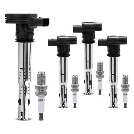 Frankberg 4 bobines d'allumage + bougies d'allumage compatibles avec A3 2003-2013 A4 2004-2016 Golf 2004-2013 P.a.s.s.a.t 2005-2