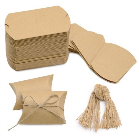 Mritrit 100 Boîtes D'oreiller Papier Kraft