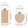 Rectangle Cœurs Chaîne de Clé en Bois Naturel pour Loisirs Créatifs