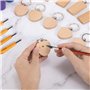 Porte-Clés en Bois, Bricolage Vierge Porte Clés, Rectangle Cœurs Chaîne de Clé en Bois Naturel pour Loisirs Créatifs, Étiquettes