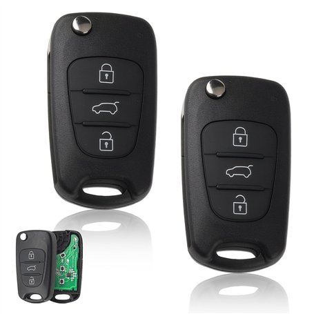 PMELCXD 3 Boutons de Remplacement de Cas de clé Fob Compatible pour Hyundai i20 i30 i35 ix20 ix35 Pliant télécommande Accessoire