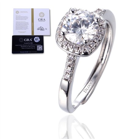 HALUKAKAH Bague Moissanite Femme D Couleur 1.0 ct Carré
