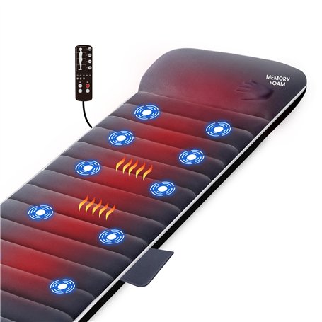 Snailax Tapis de Massage en Mousse à Mémoire avec Chaleur - Matelas Massant Chauffant et Vibration