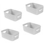 Bgfuni Lot de 4 Panier de Rangement en Plastique Blanc avec Anse pour Placards Empilables