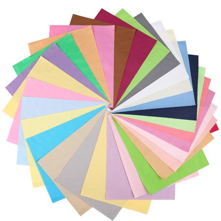 Wenrescry Lot de 30 tissus en coton patchwork - 20 x 25 cm - Paquets de tissu en coton uni et carrés colorés pour le bricolage