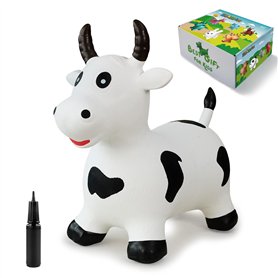 Cheval sauteur gonflable avec pompe à main, jouet en caoutchouc pour enfants (blanc) Cheval sauteur gonflable avec pompe à main