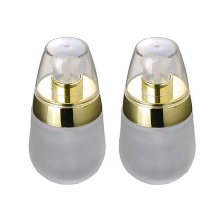 Lot de 2 flacons en verre vides rechargeables avec pompe pour cosmétique 30 ml