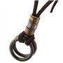 Create idea Collier en Cuir de Vache Brun Rétro Double Anneau Pendentif Colliers Cordon Réglable Ras du Cou pour Cadeaux Hommes
