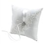Coussin D’alliances Porteur Oreiller Anneau - Bagues Mariage Romantique Bague de Forme carrée avec dentelle Bowknot Satin et Str