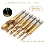Lot de 6 tarauds hélicoïdaux métriques en acier rapide avec revêtement en titane M3 M4 M5 M6 M8 M10，enduit de titan, métrique HS