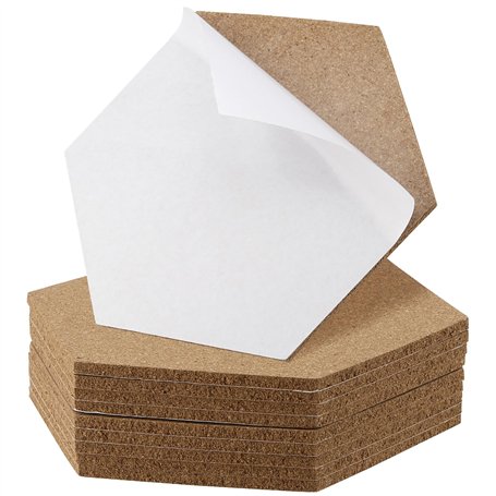 CHEUKYIU Lot de 10 plaques de liège autocollantes hexagonales de 6 mm - 20 x 17