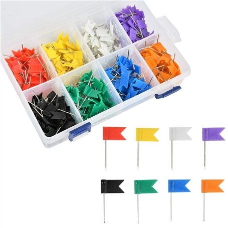 DODUOS 400 pièces Drapeaux de Drapeau Épinglettes Épingles de Drapeau colorées en 8 Couleurs pour Carte du Monde
