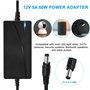 Adaptateur secteur universel 12 V 5 A 12 V 5 A 60 W Adaptateur d'alimentation européen AC/DC pour bande lumineuse LED CCTV, camé