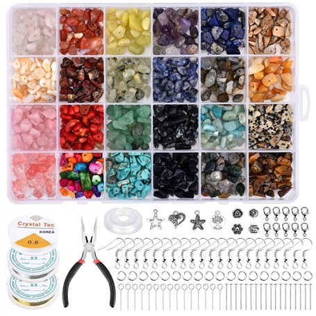Queta Kit de fabrication de bijoux en pierres précieuses naturelles irrégulières avec fil à bijoux