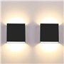 CHEVVY 2Pcs Applique Murale LED 7W Moderne Applique Murale Interieur Lumière Blanche Chaude 3000K Applique Murale Carrée Noir po