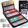 Melifluo Lot de 120 Stylos Gel Pailletés - 60 Couleurs avec 60 Recharges dans un Étui à Fermeture Éclair pour Coloriage Adulte e