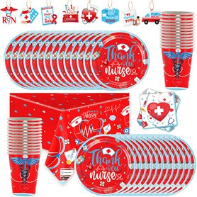 Bonne Fête des Infirmières, Vaisselle de Docteur, Assiettes, Tasses, Serviettes, Nappes et étiquettes Suspendues Décoratives, Ac Bonne Fête des Infirmières