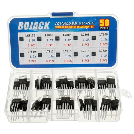 BOJACK LM317 L7805 L7806 L7808 L7809 L7810 L7812 L7815 L7818 L7824 TO-220 Lot de 50 pièces de régulateur de tension positif à co