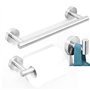 Porte-papier hygiénique Porte-serviettes/Porte-peignoir Support mural Ensemble de salle de bains 3 pièces SUS 304 Acier inoxydab