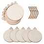 ABSOK Lot de 50 boules de Noël rondes en bois vierges à suspendre avec ficelles pour décoration de vacances et loisirs créatifs