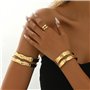 Jascatin Lot de 3 bracelets manchette double couche dorés pour le haut du bras pour femme, taille unique, Métal, Pas de gemme