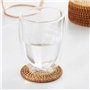 Dessous de Verre en Rotin 8cm,Lot de 6 Sous-verres Ronde avec Support,sous Verre Bois Rond,Dessous De Verre en Rotin,sous-Verres