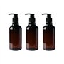 Lot de 3 flacons Rechargeables en Plastique Ambre 250 ML avec Pompe Noire pour cosmétiques et cosmétiques pour shampoing et aprè