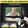 Loupe de Lecture rectangulaire, Loupe de Lecture Lumineuse, 3X Grand Loupes Eclairante avec 5 lumières à LED, 2 Modes d’intensit