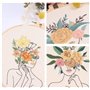 Kits de démarrage de broderie Woczcroy, lot de 4 pour filles d'art en ligne, motif floral original d'art corporel.