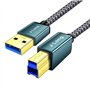 Câble USB 3.0 A mâle vers B mâle - 4 m de long - Câble tressé USB 3.0 de type A vers B mâle - Compatible avec imprimantes