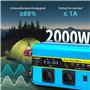 LVYUAN Convertisseur 12V 220V Pur Sinus 2000W/4000W Onduleur Transformateur de Tension avec écran LCD, 4 Ports USB, 2 Prises AC 