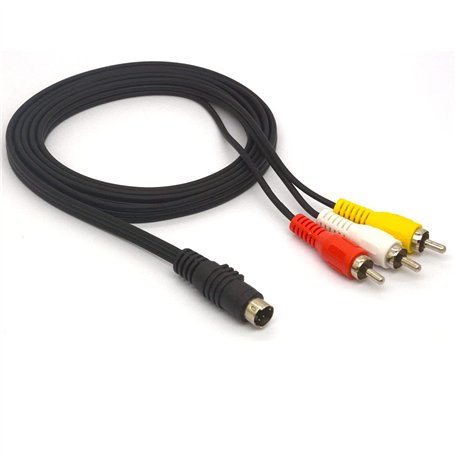 HTGuoji Câble de conversion S-Vidéo mâle à 4 broches vers 3 RCA mâle pour connecter un PC portable avec des prises S-vidéo à 4 b