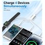 Câble Multi Chargeur de 10FT 100W pour Apple Watch - Câble de Chargeur Universel 4 en 1 avec Chargeur Apple Watch, Lightning, US