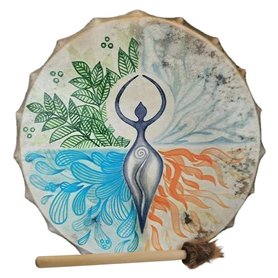 Tambour chamanique sibérien fait à la main avec raquette - Symbole de la musique sibérienne