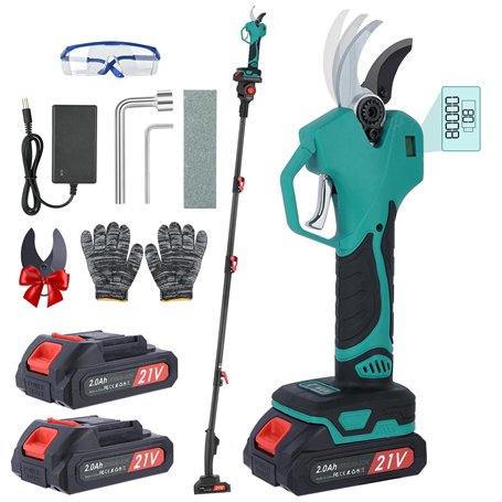 Sécateurs Électriques sans Fil avec Écran-2M Perche Télescopique-15/25/40mmréglage de l'ouverture à 3 vitesses-2 * 2.0Ah Batteri