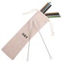 H&S Paille en Métal Réutilisable pour Boissons - 8pcs - Set de Pailles Réutilisables Multicolores en Inox - 2 Brosses & 1 Sachet