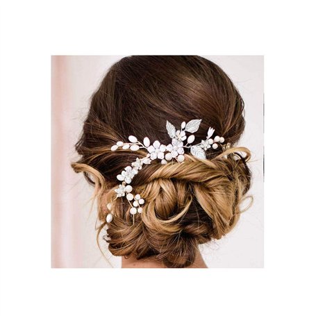 IYOU Mariage mariée cheveux vigne argent perle mariée casque fleur bandeau feuilles accessoires de cheveux pour femmes et filles