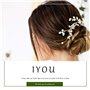 IYOU Mariage mariée cheveux vigne argent perle mariée casque fleur bandeau feuilles accessoires de cheveux pour femmes et filles