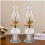 Lampe à Huile Interieur 2 Pièces, Lampe à Pétrole Vintage en Verre Transparent Luminosité Réglable Lampe a Huile Décorative Coup