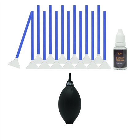 UES Kit de nettoyage complet pour capteur d'appareil photo (14 tampons + 15 ml de nettoyant) et souffleur de poussière