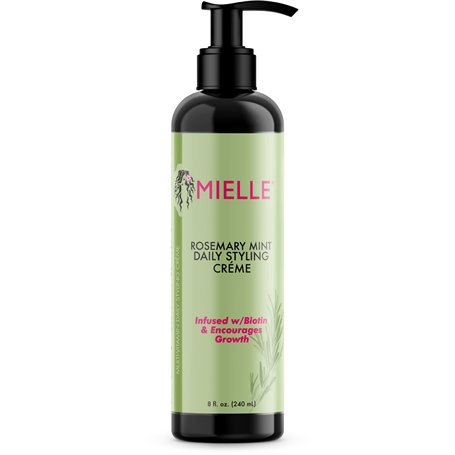Mielle Organics Crème coiffante quotidienne multivitaminée au romarin et à la menthe pour la définition des cheveux bouclés