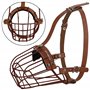BRONZEDOG Pitbull Muselière pour Chien en métal avec Panier métallique avec Sangles réglables en Cuir pour Grands Chiens (Marron
