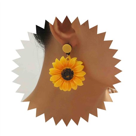 Inilbran Boucles D'oreilles Tournesol Boho Boucles D'oreilles Marguerite En Acrylique Boucles D'oreilles Fleur Vintage En Résine