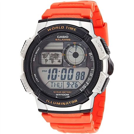 Casio AE-1000W-4BVCF Montre pour homme avec mouvement à quartz Résine Orange Pile durée 10 ans