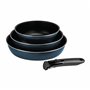 Sitram 714253 Lot de 3 Poêles Aluminium pressé Ø 20/24/28 cm - Revêtement intérieur anti-adhésif 2 couches - Coloris Bleu métal