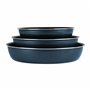 Sitram 714253 Lot de 3 Poêles Aluminium pressé Ø 20/24/28 cm - Revêtement intérieur anti-adhésif 2 couches - Coloris Bleu métal