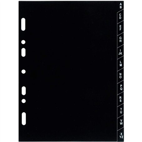 Exacompta - 18223E - Recharge intercalaires alphabétiques A-Z pour Organiseur Exatime 17 - 12 feuillets en plastique noir